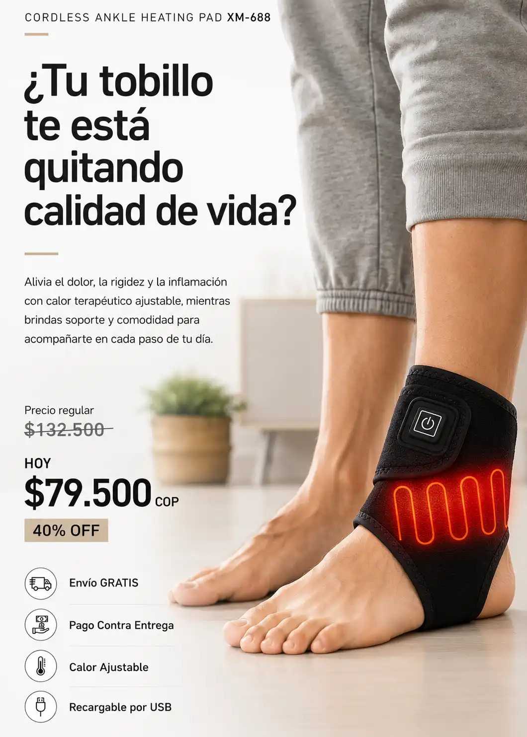 Tobillera Térmica Digital Inalámbrica Recargable USB